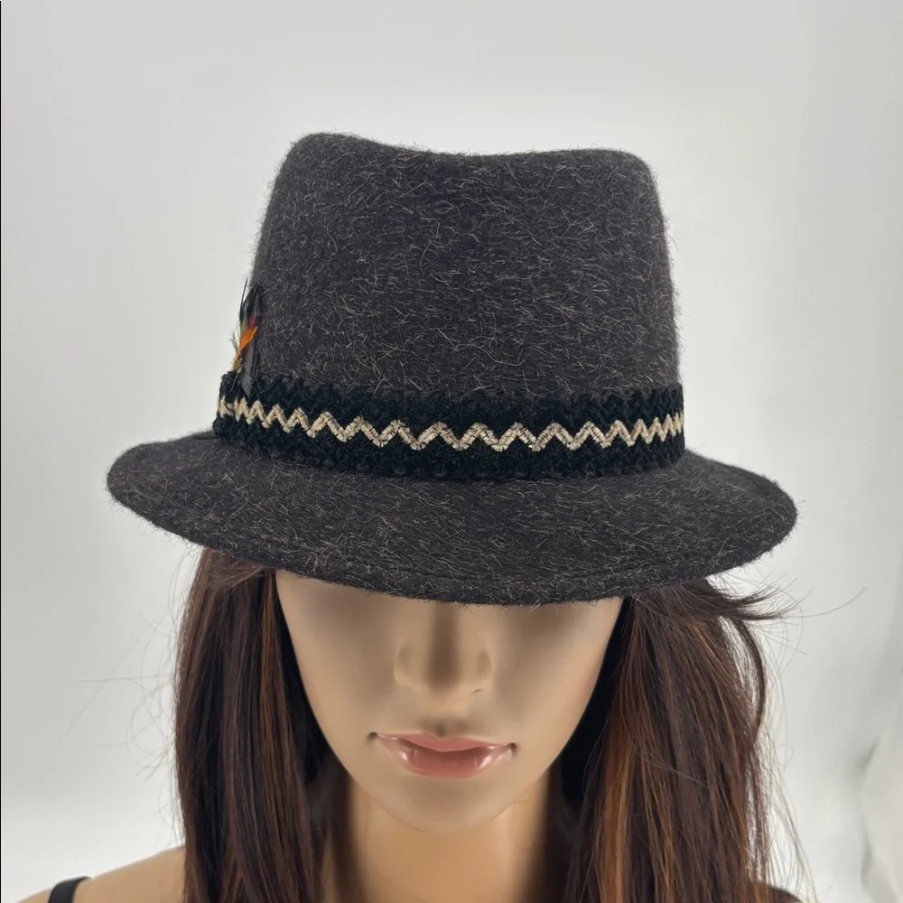Vintage 60s Hipster Streetwear Gladiator Feathers Merino Wool Fur Fedora Hat - Picture 8 of 16